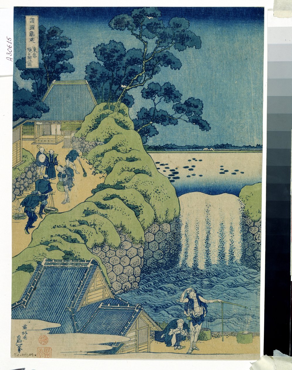 Japán nyomat: "Les cascades Aigaoka" (Aigaoka vízesés) (A különböző tartományok vízesései sorozatból) Metszet Katsushika Hokusai (1760-1849) különböző tartományok vízeséseiről szóló sorozatából, 1829 körül Pouchkine Múzeum, Mosccine alkotó: Katsushika Hokusai