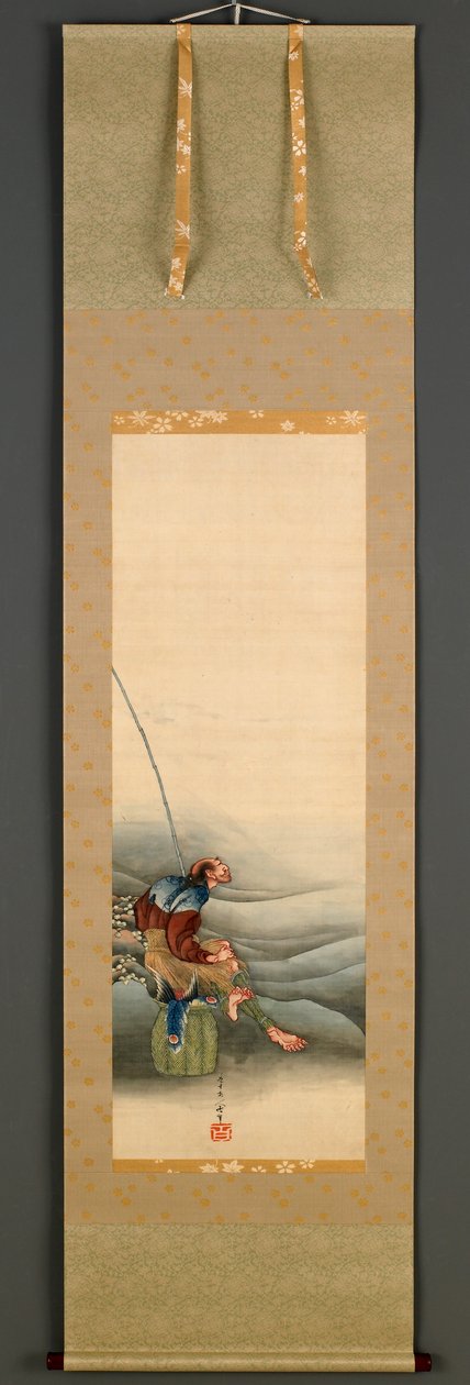 Fisherman, Edo-korszak, 1849 (tinta és szín selyemen) alkotó: Katsushika Hokusai