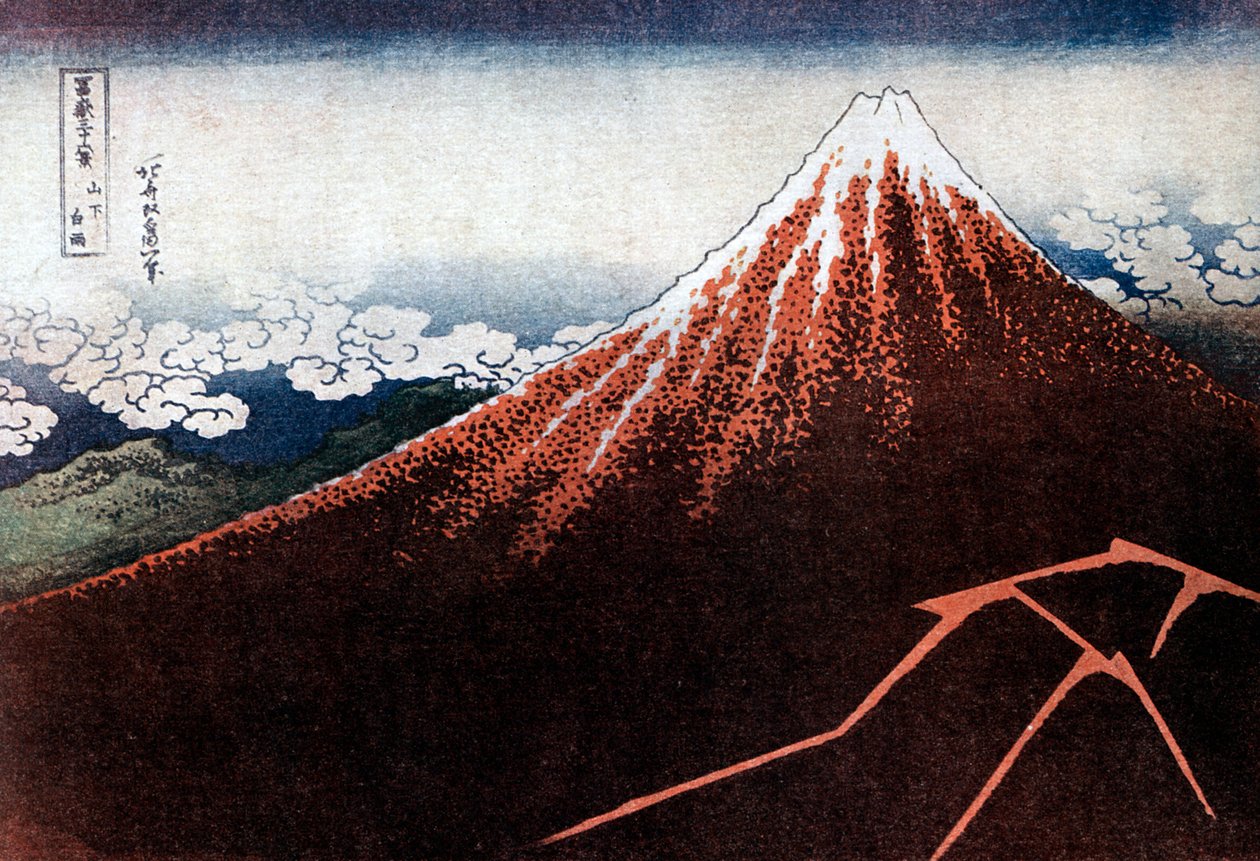Fuji a villám felett, c1823. alkotó: Katsushika Hokusai