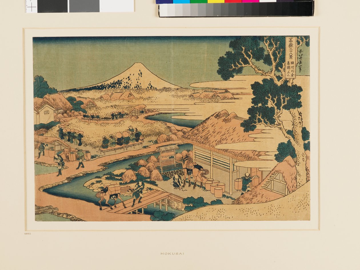 Fuji a Surugában lévő Katakura teaföldjeiről alkotó: Katsushika Hokusai
