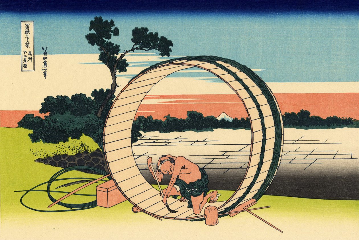 Fujimi Fuji kilátó az Owari tartományban, 1830 körül (fatömbnyomat) alkotó: Katsushika Hokusai