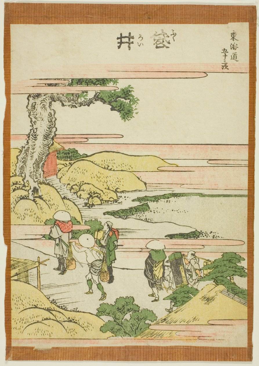 Fukoroi, a "Tokaido ötvenhárom állomása (Tokaido gojusan tsugi)" sorozatból alkotó: Katsushika Hokusai