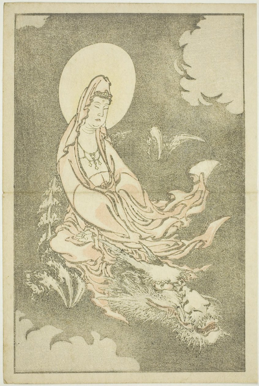 Sárkányon lovagló istennő, Hokusai realista festményeinek képeskönyvéből (Hokusai shashin gafu), 1814 körül (színes fametszet (albumlap)) alkotó: Katsushika Hokusai