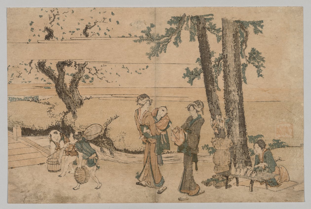 Alakcsoport egy patak mellett, 1760-1849. alkotó: Katsushika Hokusai