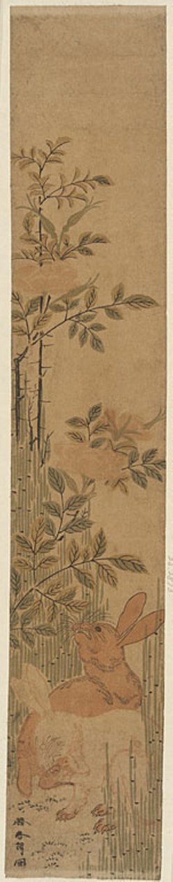 Nyulak és rózsák alkotó: Katsushika Hokusai