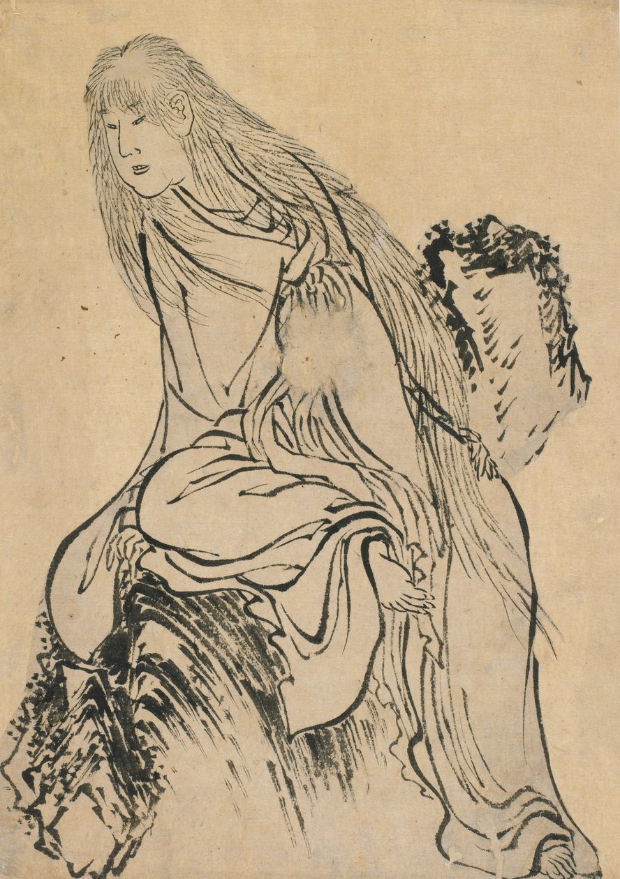 Sziklán nyugvó remete, 18. század vége – 19. század eleje. alkotó: Katsushika Hokusai