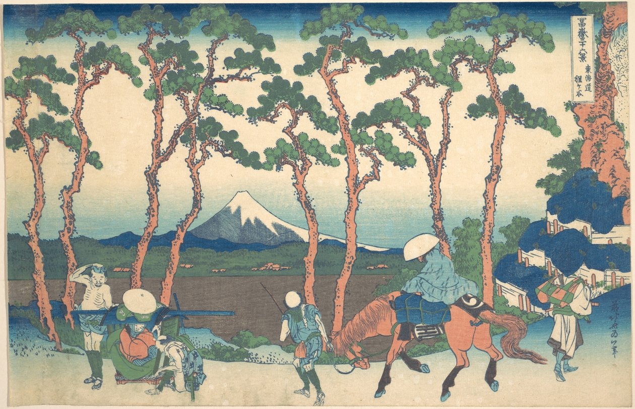 Hodogaya a Tōkaidō mentén (Tōkaidō Hodogaya), a „A Fuji-hegy harminchat látképe” (Fugaku sanjūrokkei) című sorozatból alkotó: Katsushika Hokusai