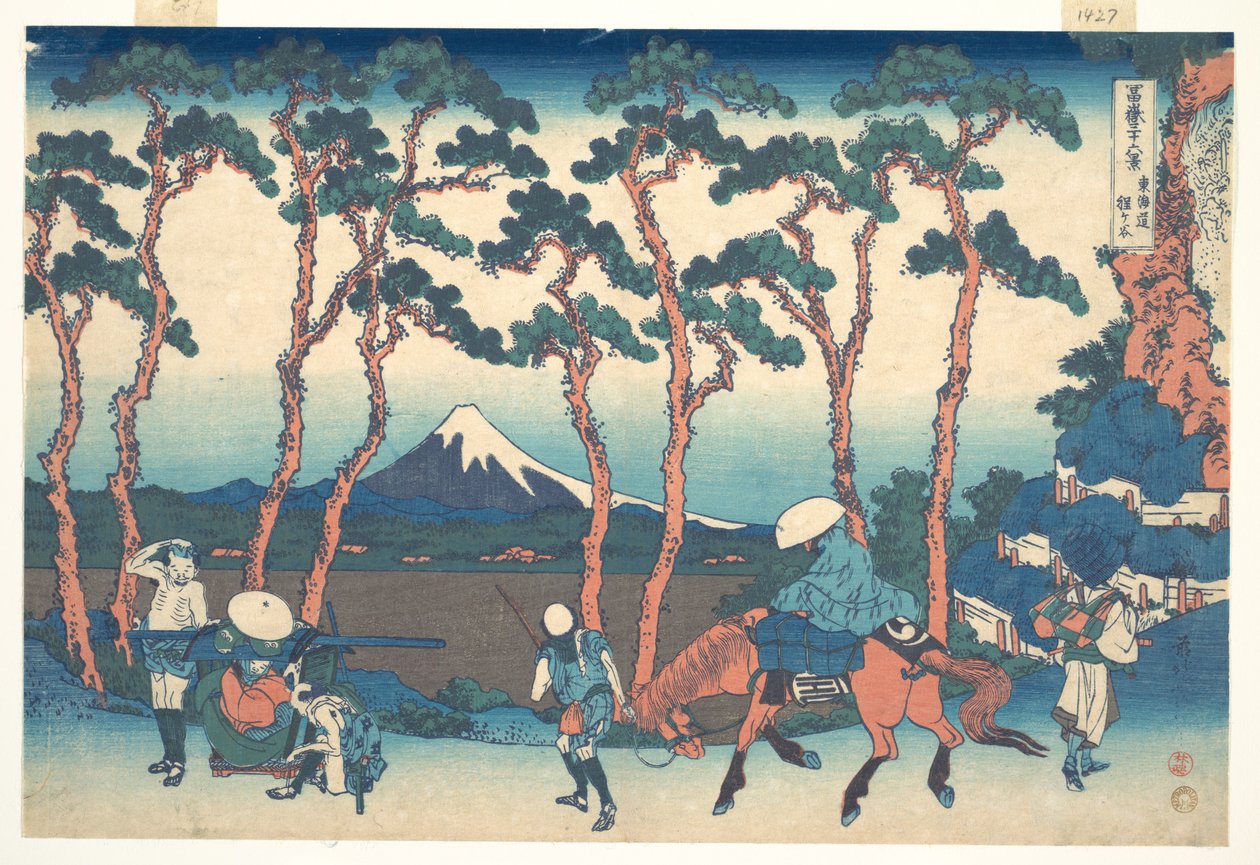 Hodogaya a Tōkaidō mentén (Tōkaidō Hodogaya), a „A Fuji-hegy harminchat látképe” (Fugaku sanjūrokkei) című sorozatból alkotó: Katsushika Hokusai