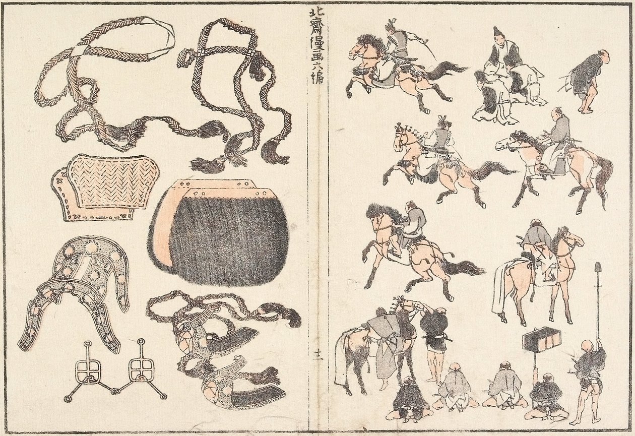 Lovasok és hámok alkotó: Katsushika Hokusai