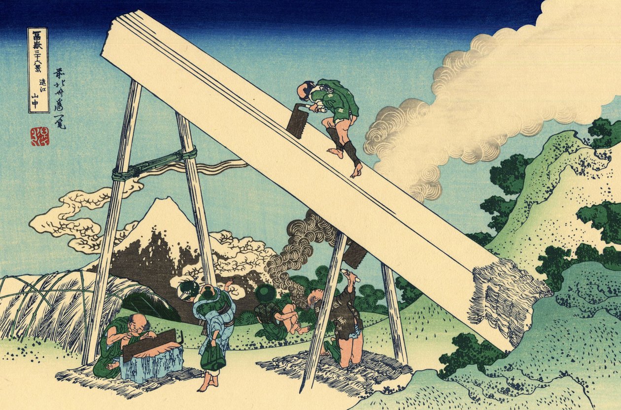 A Totomi-hegységben, 1830 körül (fanyomat) alkotó: Katsushika Hokusai