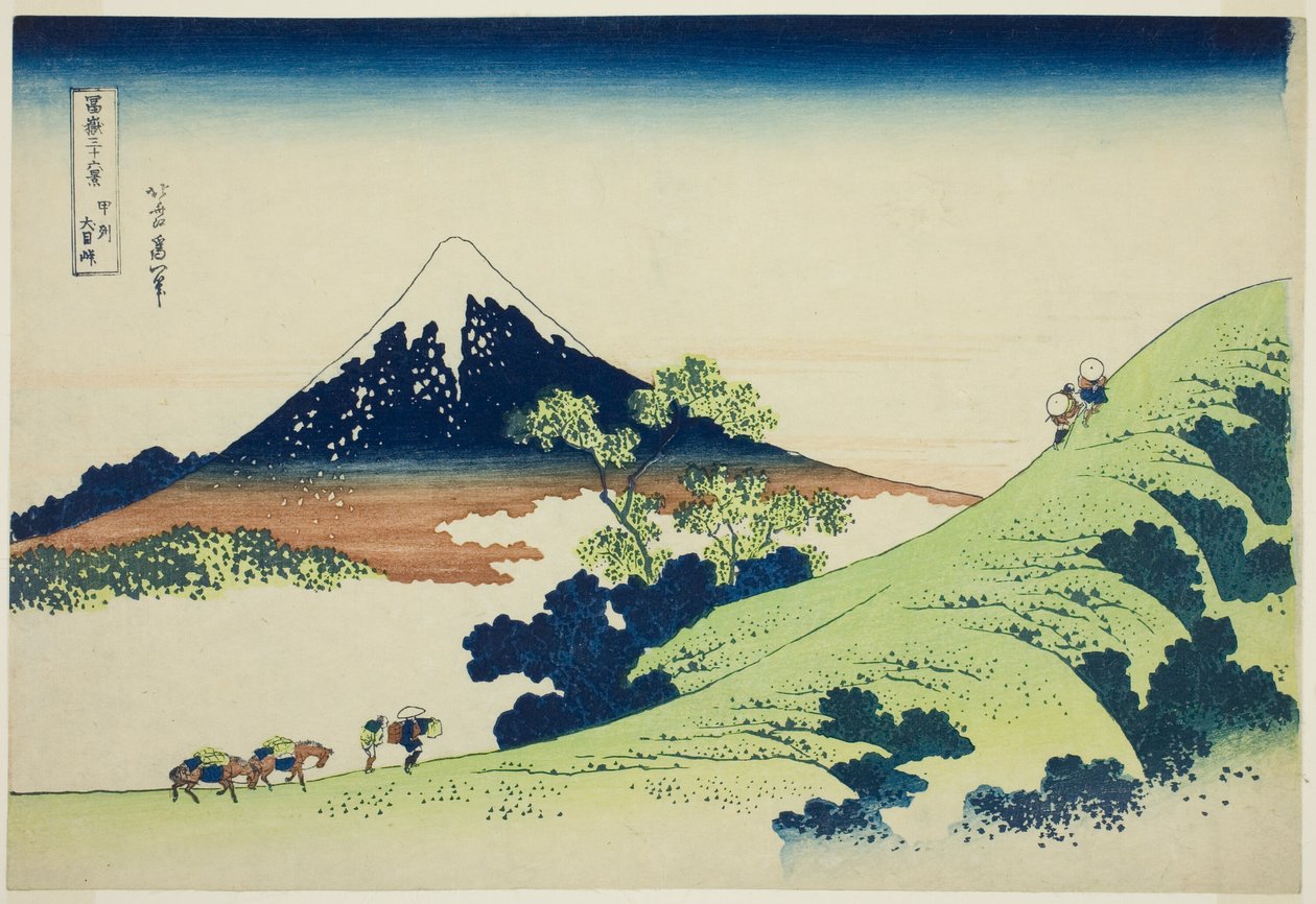 Inume Pass in Kai Province (Koshu Inume-toge), from the series "Thirty-six Views of Mount Fuji (Fugaku sanjurokkei)" alkotó: Katsushika Hokusai