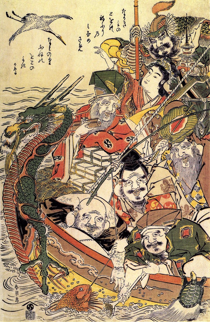 Japán mitológia: „A boldogság hét istensége” alkotó: Katsushika Hokusai