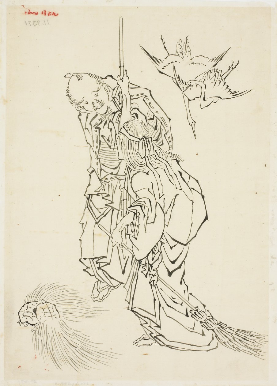 Jo and Uba; Theme of Takasago, ca. 1815-1849 (ink on paper) alkotó: Katsushika Hokusai