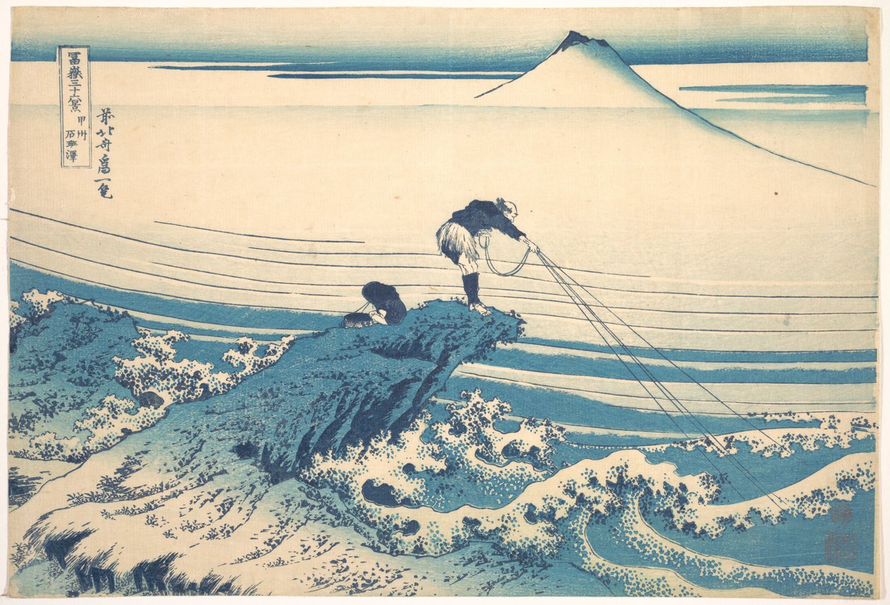 Kajikazawa a Kai tartományban (Kōshū Kajikazawa), a „A Fuji-hegy harminchat látképe” (Fugaku sanjūrokkei) című sorozatból alkotó: Katsushika Hokusai