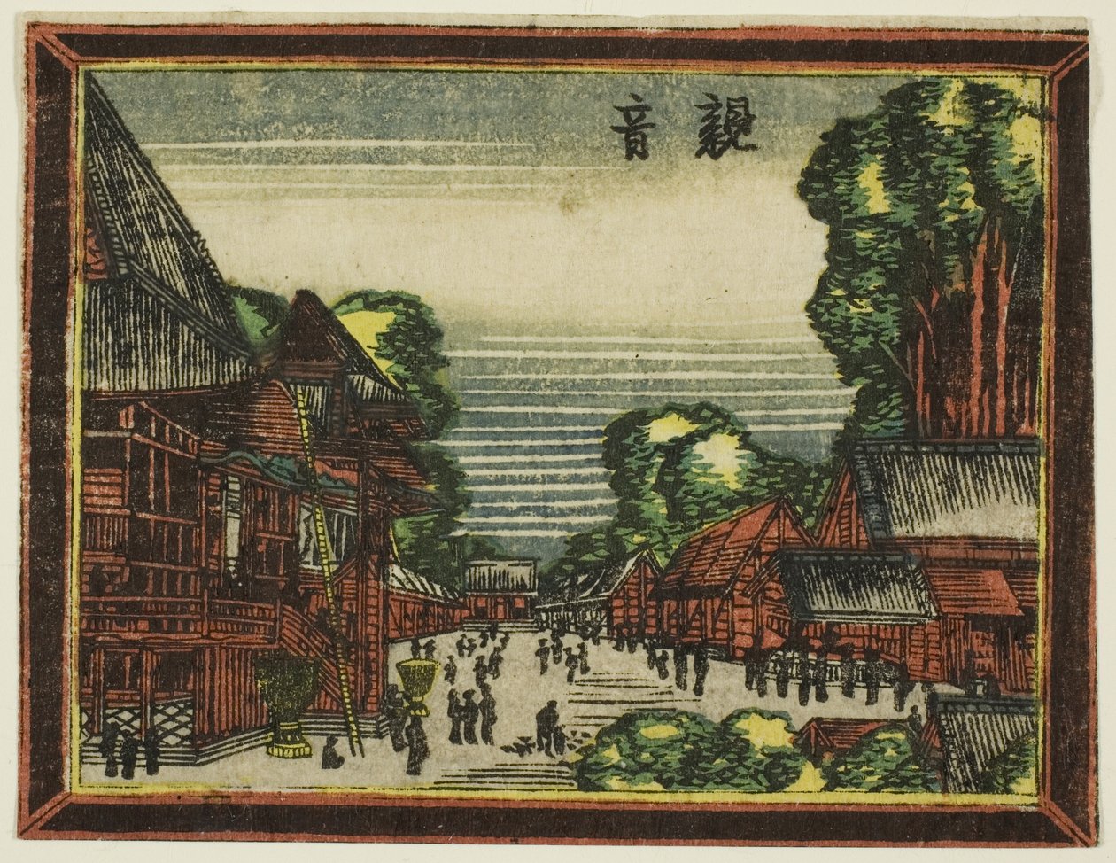 Kannon Temple (Kannon), a holland stílusú képek: Nyolc nézet Edoról (Oranda gakyo Edo hakkei) alkotó: Katsushika Hokusai