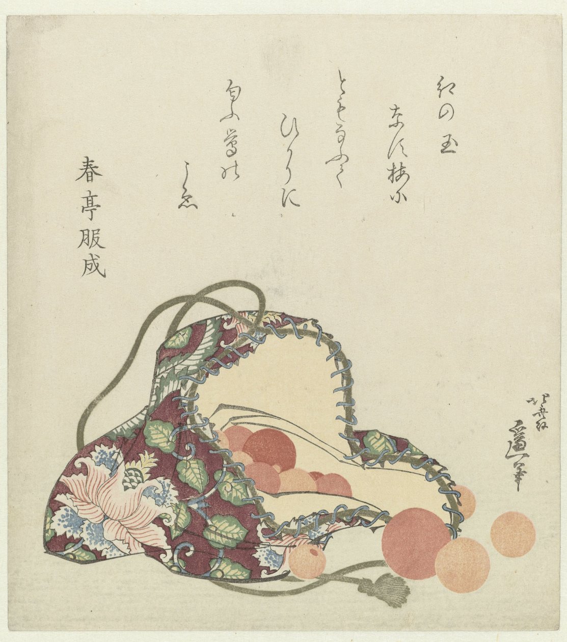 Kvarc gyöngyök brokát táskával alkotó: Katsushika Hokusai