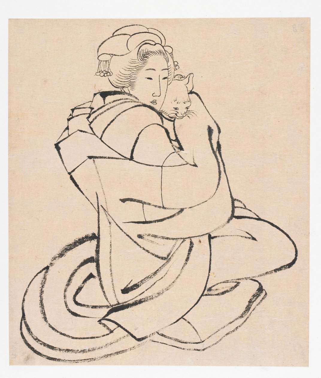 Lady Holding a Cat, Edo korszak, kb. 1810-es évek. alkotó: Katsushika Hokusai
