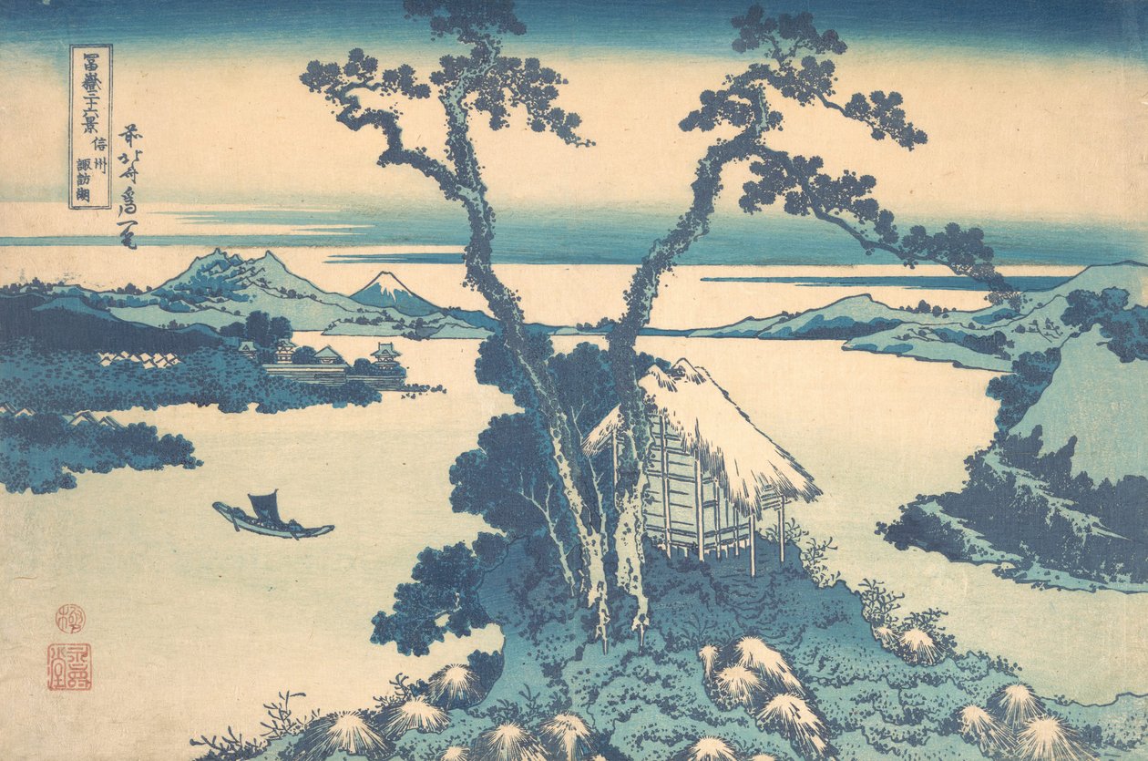 Suwa-tó Shinano tartományban Shinshu Suwako, a Harminchat nézet sorozatból, kb. 1830-32. alkotó: Katsushika Hokusai