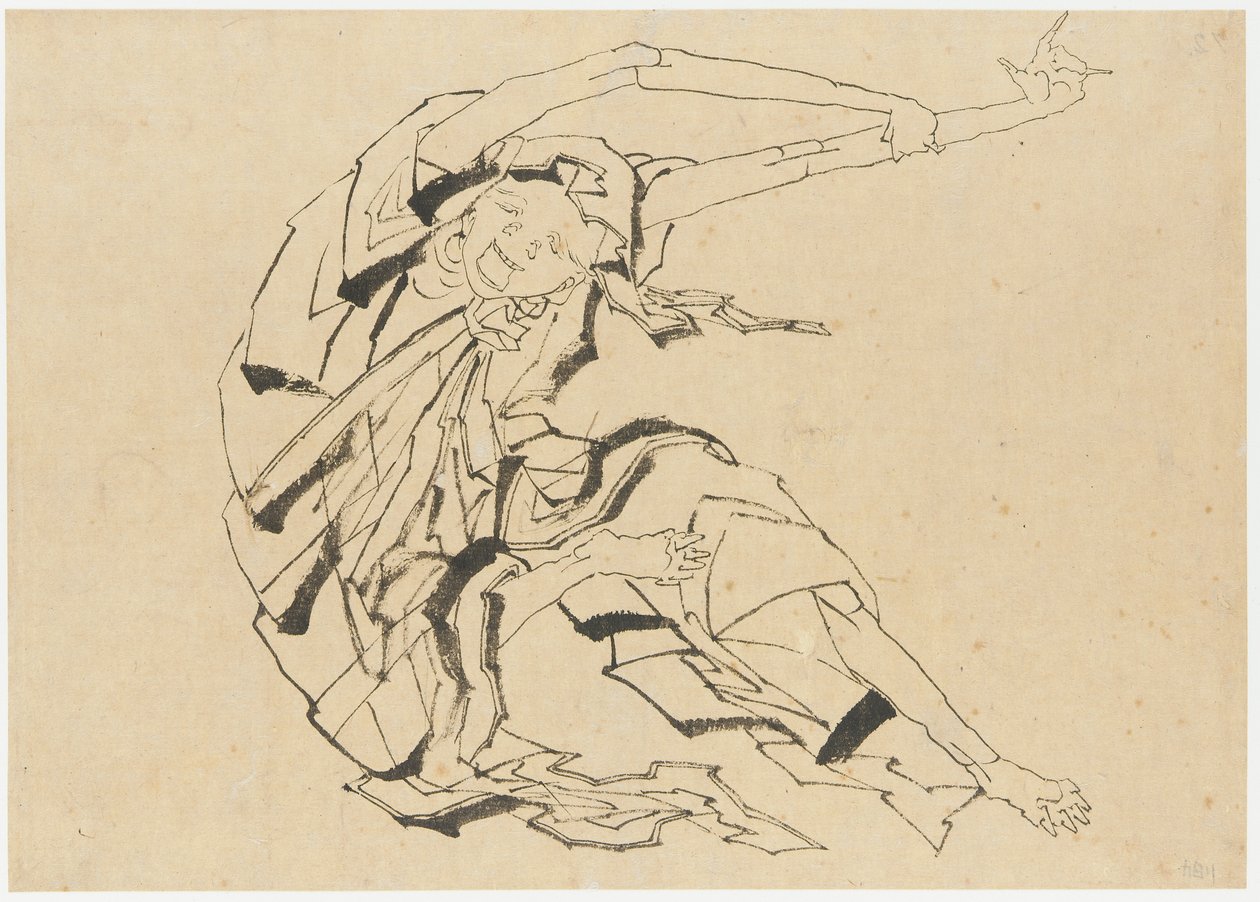 Hosszú karú férfi nyújtózkodás, Edo-korszak, 19. század. alkotó: Katsushika Hokusai
