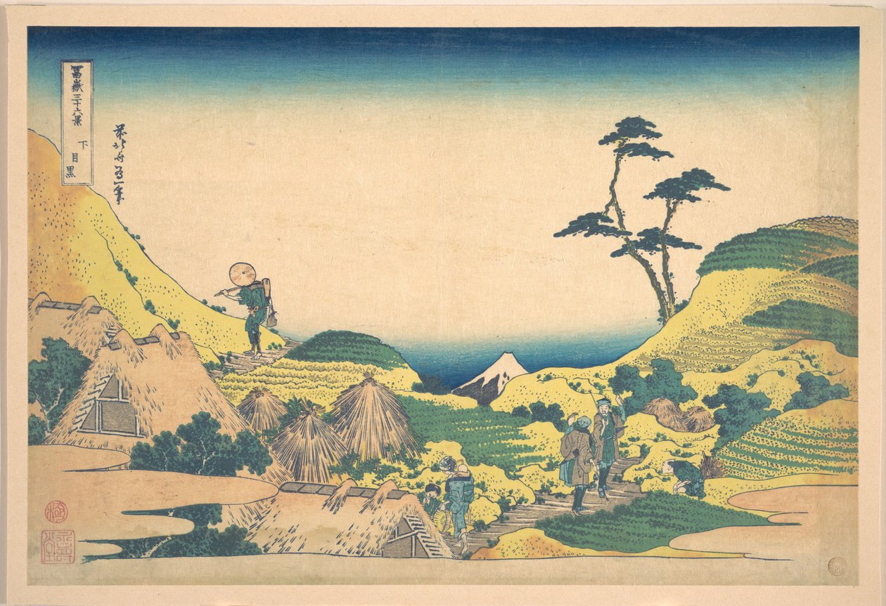 Alsó Meguro (Shimo Meguro), a „A Fuji-hegy harminchat látképe” (Fugaku sanjūrokkei) című sorozatból alkotó: Katsushika Hokusai