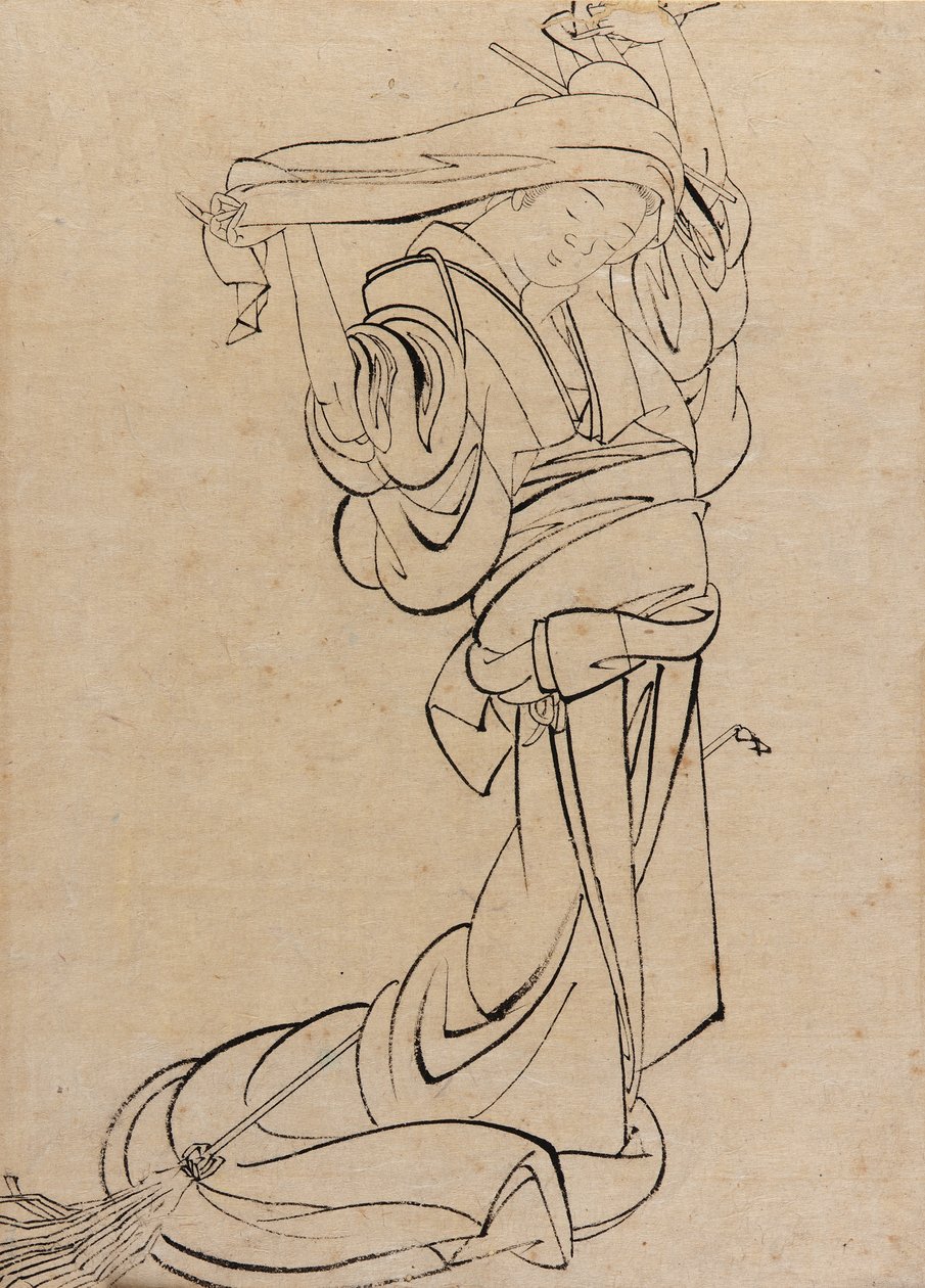 Samisent játszó lány, 18. század vége – 19. század eleje. alkotó: Katsushika Hokusai