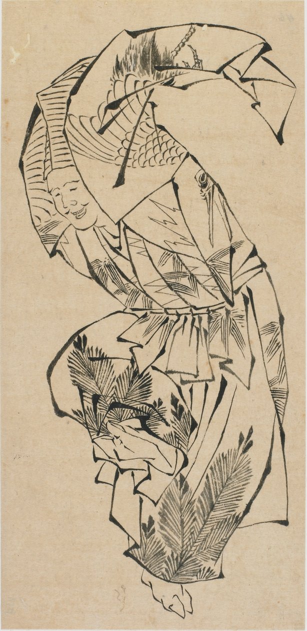 Férfi táncos, Manzai, 18. század vége – 19. század eleje. alkotó: Katsushika Hokusai