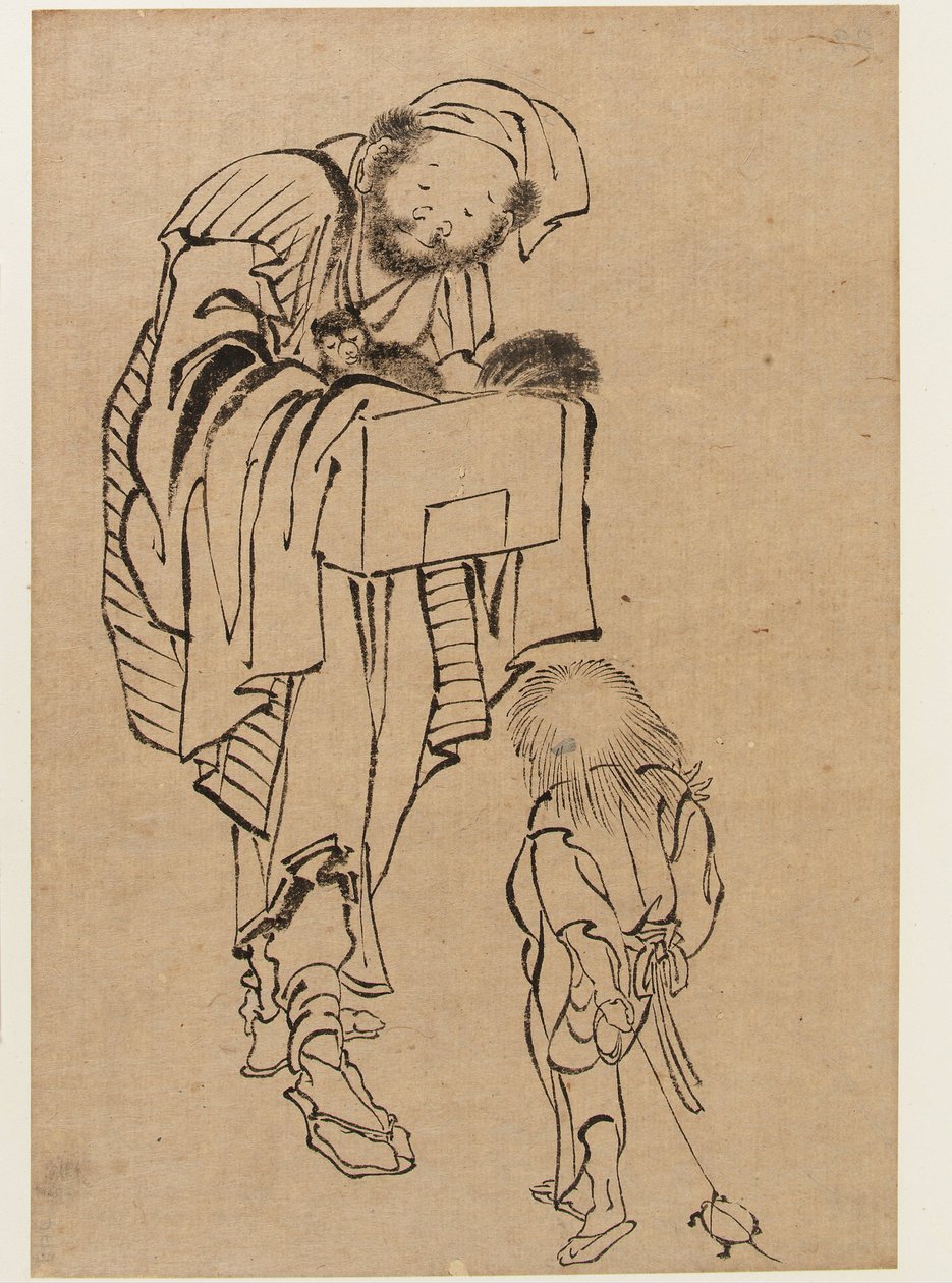Férfi és fiú, Edo-korszak (tinta papíron) alkotó: Katsushika Hokusai
