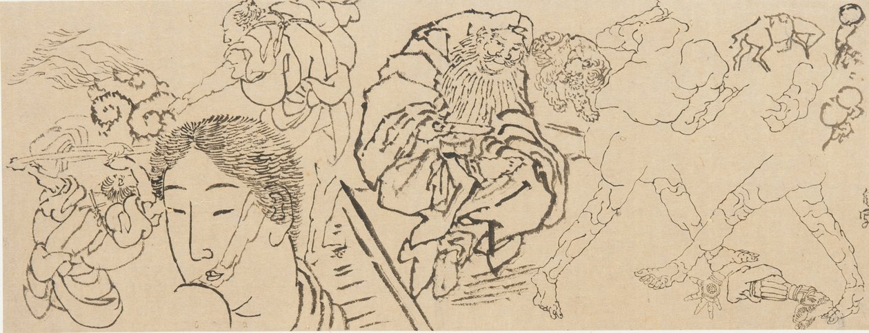Vegyes tanulmányok, 18. század vége-19. század eleje. alkotó: Katsushika Hokusai