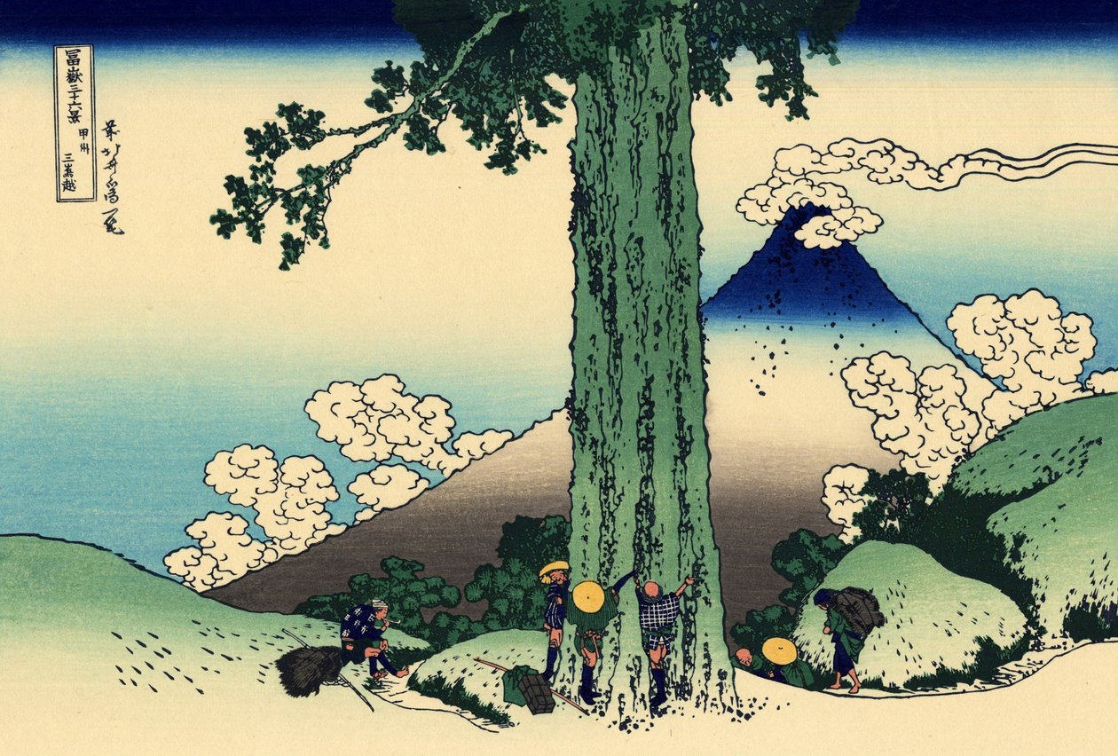 Mishima hágó Kai tartományban, 1830 körül (fatömbnyomat) alkotó: Katsushika Hokusai