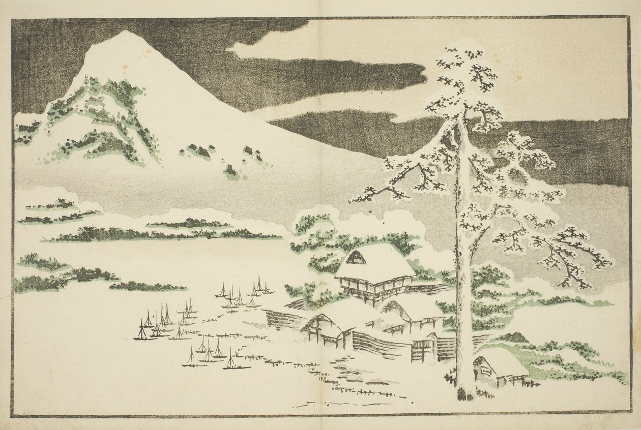 Fuji hegy télen, Hokusai valósághű festményeinek képeskönyvéből alkotó: Katsushika Hokusai