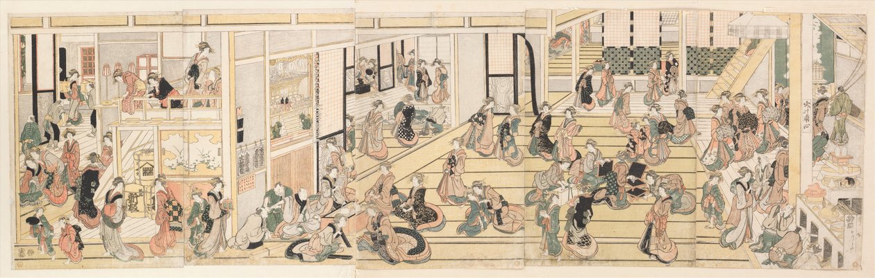 Újév az Ōgiya bordélyházban, Yoshiwara alkotó: Katsushika Hokusai