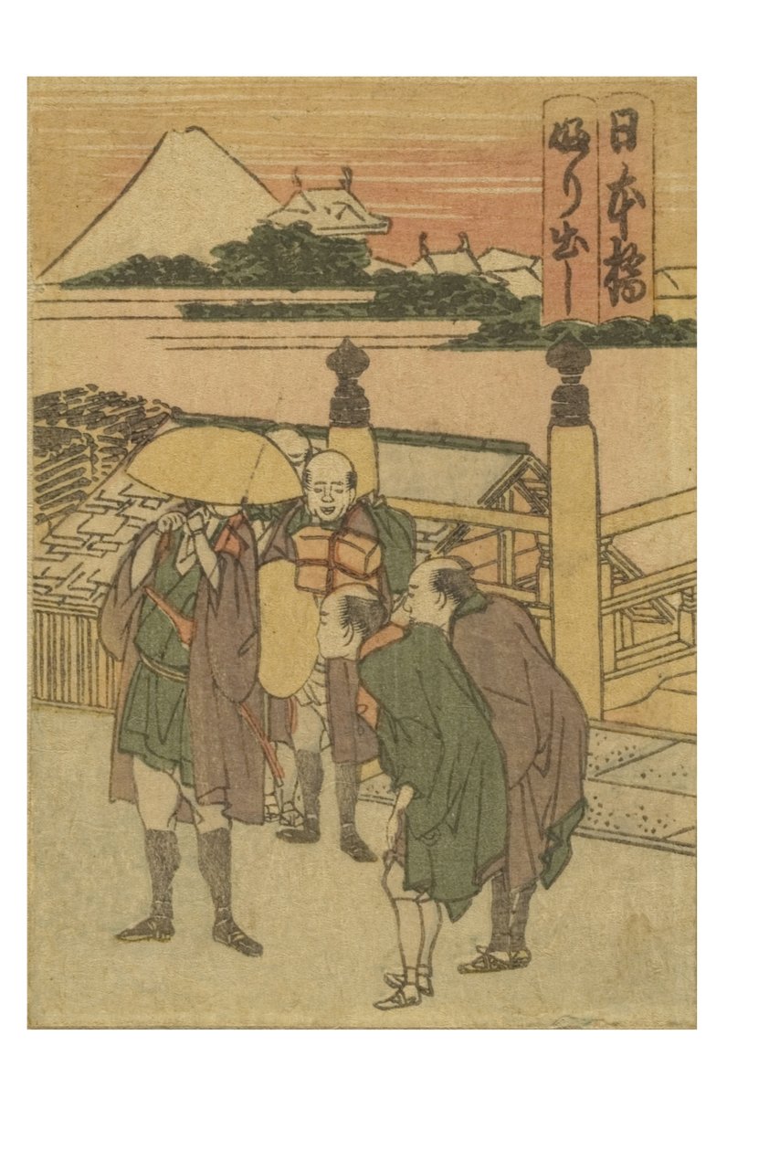 Nihonbashi állomás a Tokaido 53 Stations of the Color Printed sorozatából alkotó: Katsushika Hokusai