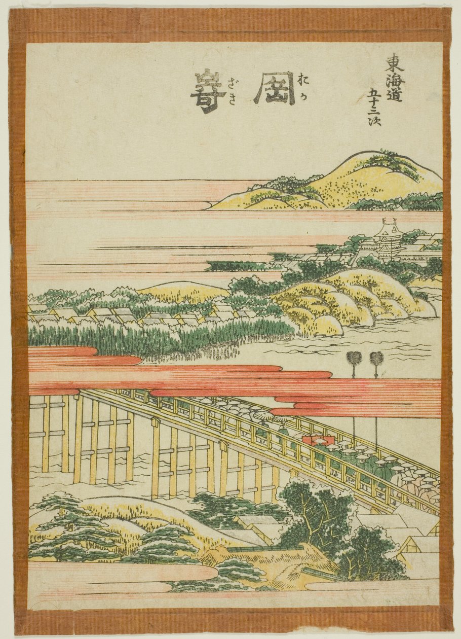 Okazaki, a "Tokaido ötvenhárom állomása (Tokaido gojusan tsugi)" sorozatból alkotó: Katsushika Hokusai