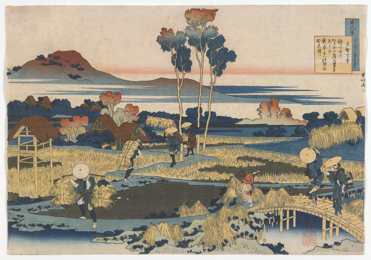 Száz költő, egy-egy vers, ahogy a ápolónő elmagyarázta: Tenji (Tenchi) Edo-korszak, 1835 (színes fatömbnyomat) alkotó: Katsushika Hokusai