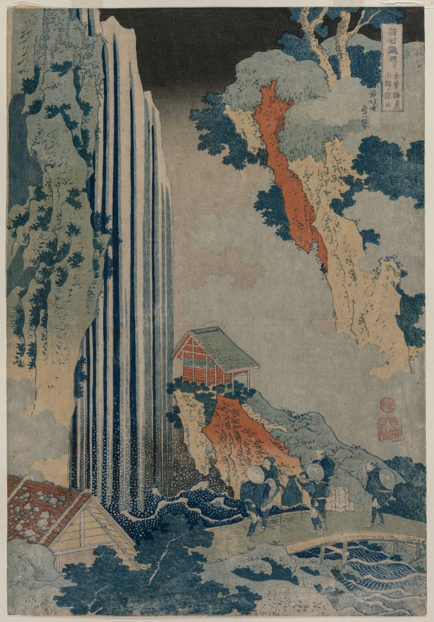 Ono-vízesés a Kiso úton, a Tour of Waterfalls in the Provinces című sorozatból, az 1830-as évek elején. alkotó: Katsushika Hokusai