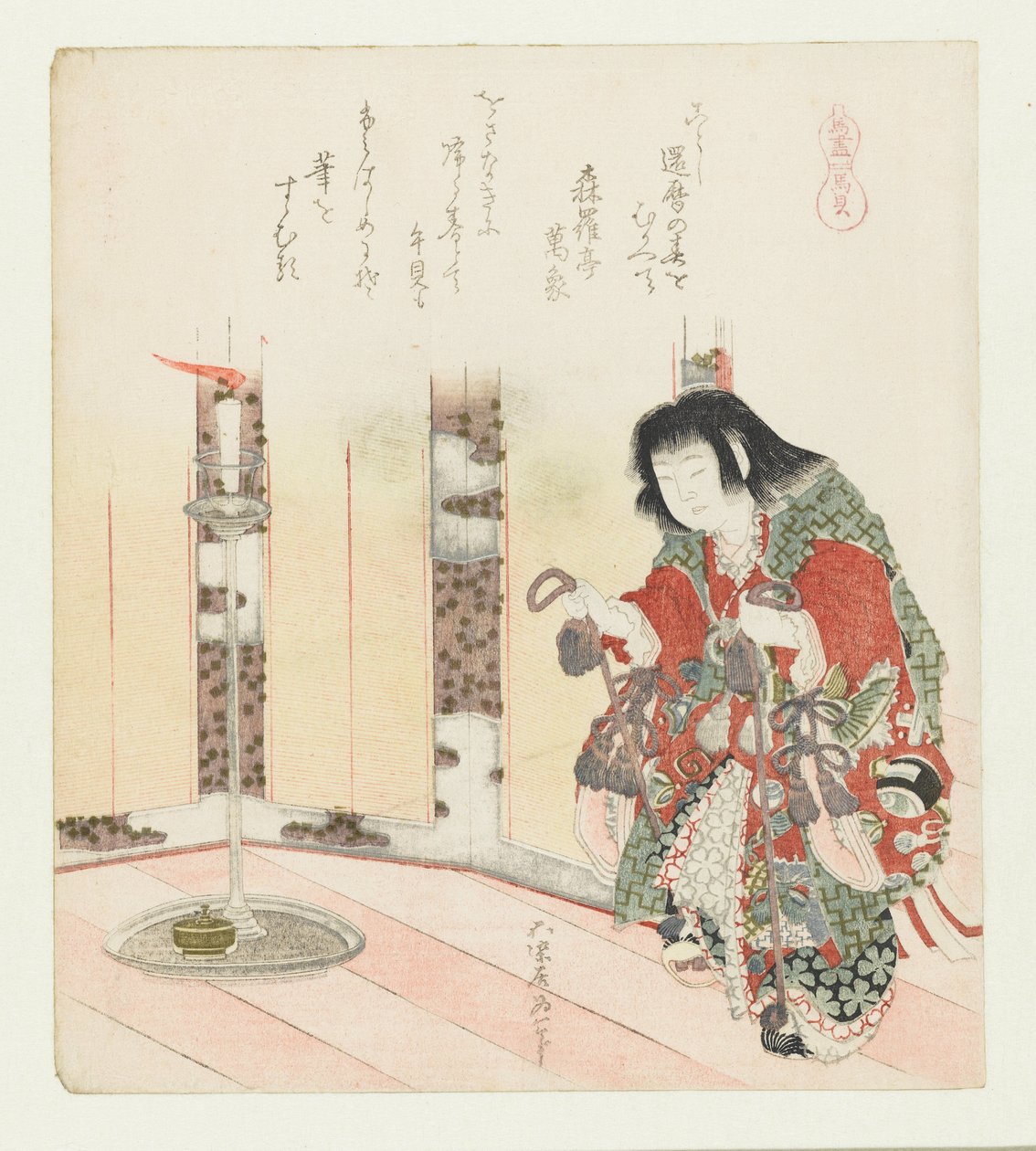 lóhéj Umagai (cím a tárgyon) Egy sorozat lovakkal (sorozat címe) Umazukushi (sorozat címe az objektumon) alkotó: Katsushika Hokusai