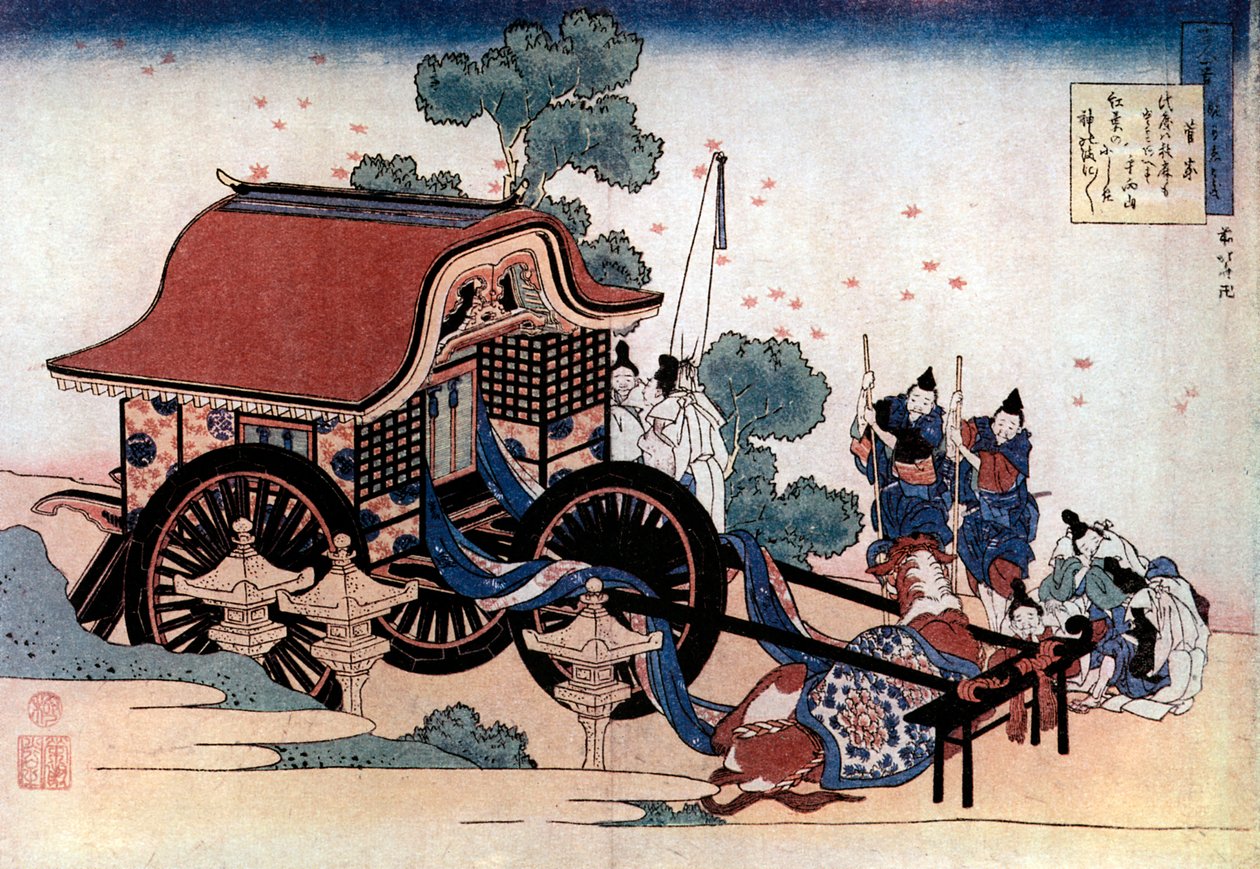 Háromkerekű hintót húz, japán fametszet, c1780-1849. alkotó: Katsushika Hokusai