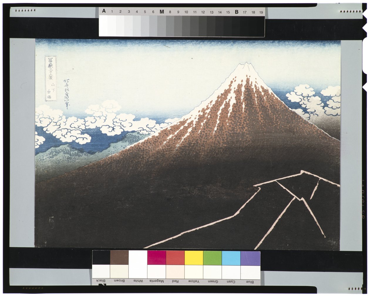 Rainstorm Beneath the Summit, 1831-34 körül (fatömb) alkotó: Katsushika Hokusai