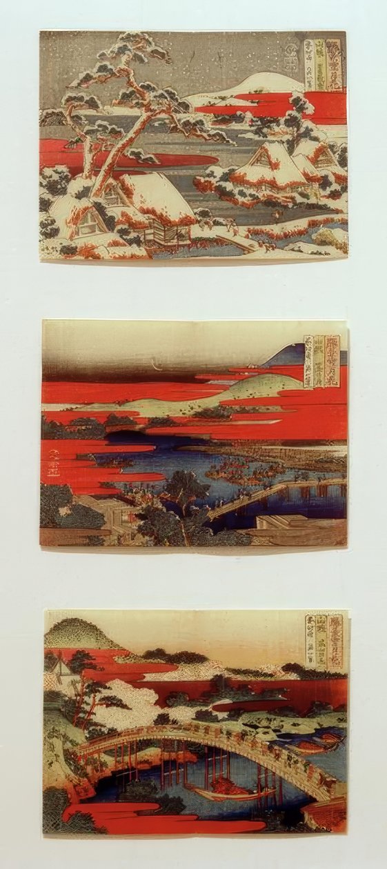 Hó, hold és virágok gyönyörű tájakon alkotó: Katsushika Hokusai