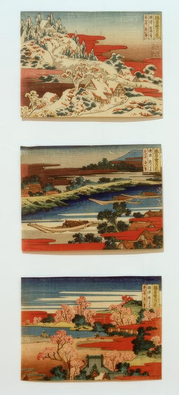 Hó, hold és virágok gyönyörű tájakon alkotó: Katsushika Hokusai