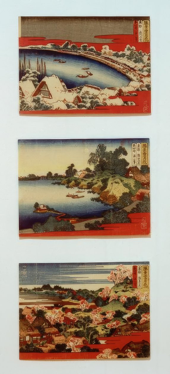 Hó, hold és virágok gyönyörű tájakon alkotó: Katsushika Hokusai