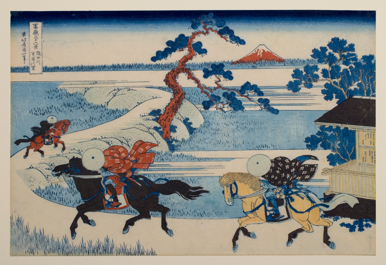 Sekiya falu a Sumida-folyó partján, a „A Fuji-hegy harminchat látképe” című sorozatból alkotó: Katsushika Hokusai