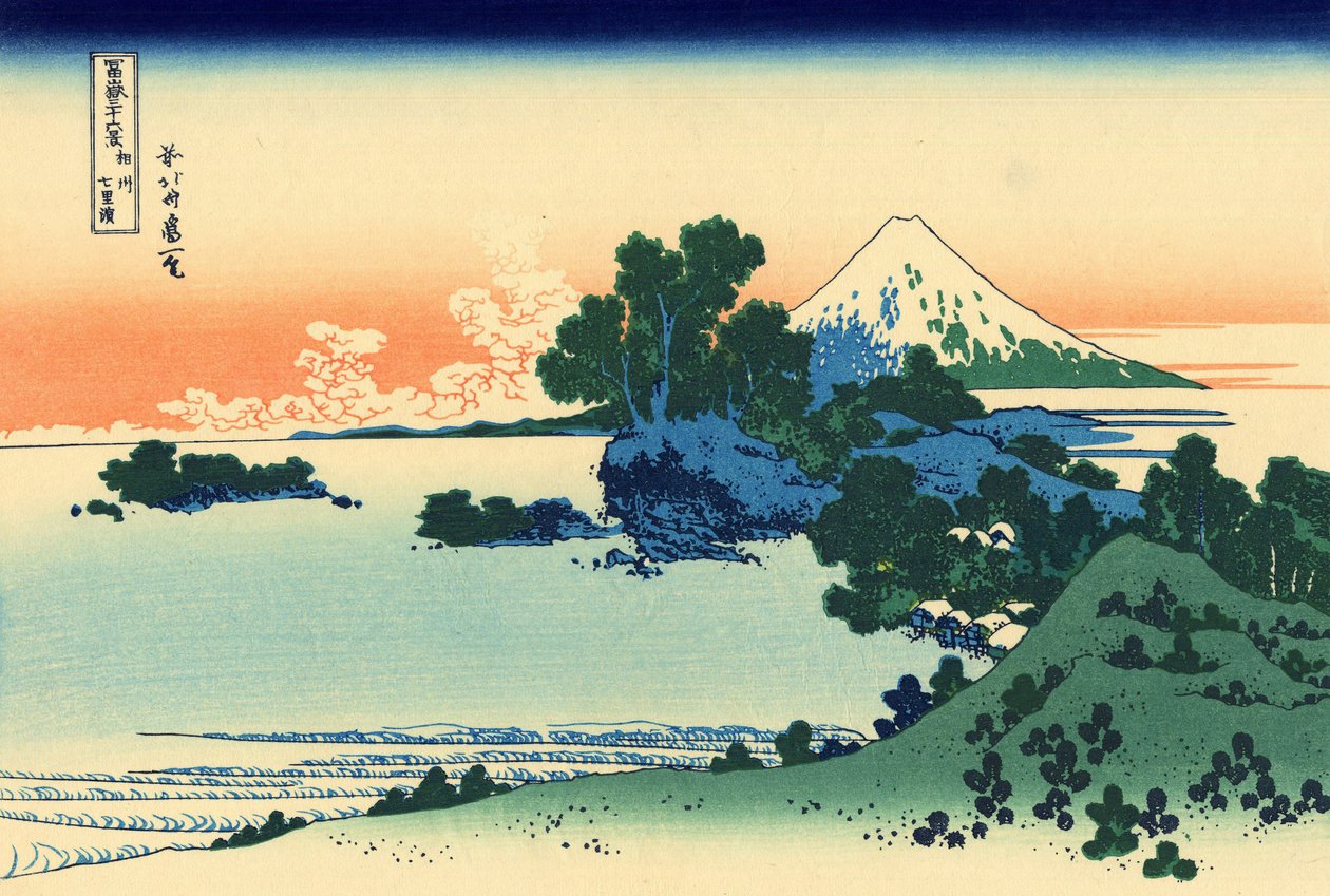 Shichiri strand Sagami tartományban, 1830 körül (fatömbnyomat) alkotó: Katsushika Hokusai