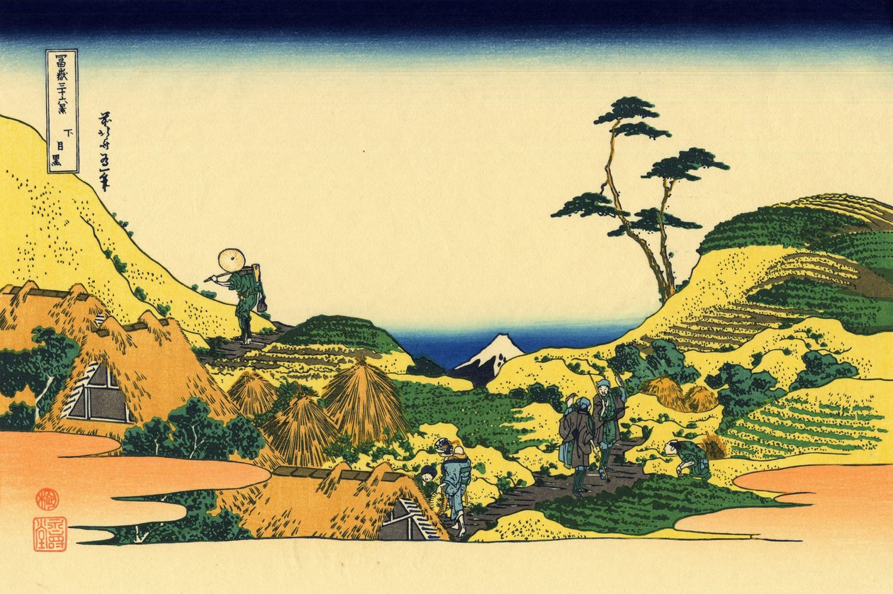 Shimomeguro, 1830 körül (fatömbnyomat) alkotó: Katsushika Hokusai