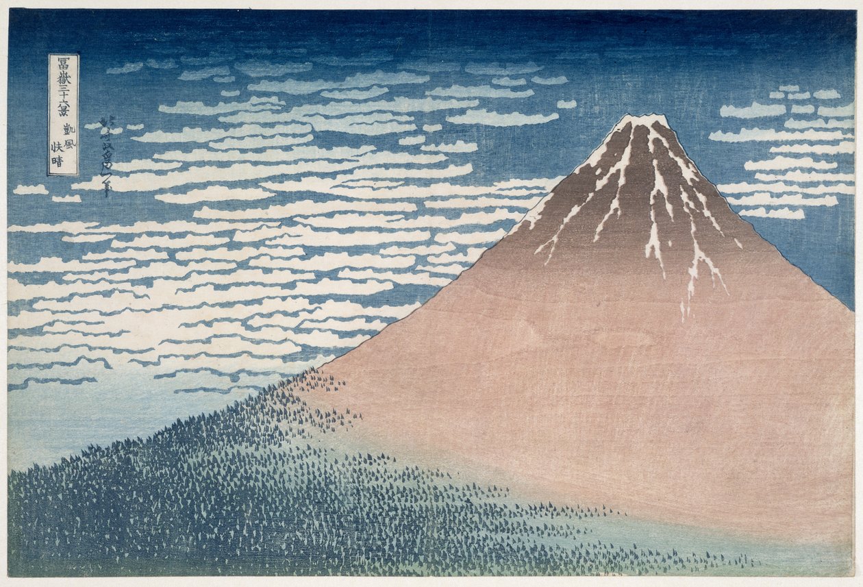 Déli szél, tiszta hajnal, a „36 kilátás a Fudzsi-hegyre” sorozatból, 1830-1831 (fatömbnyomat) alkotó: Katsushika Hokusai