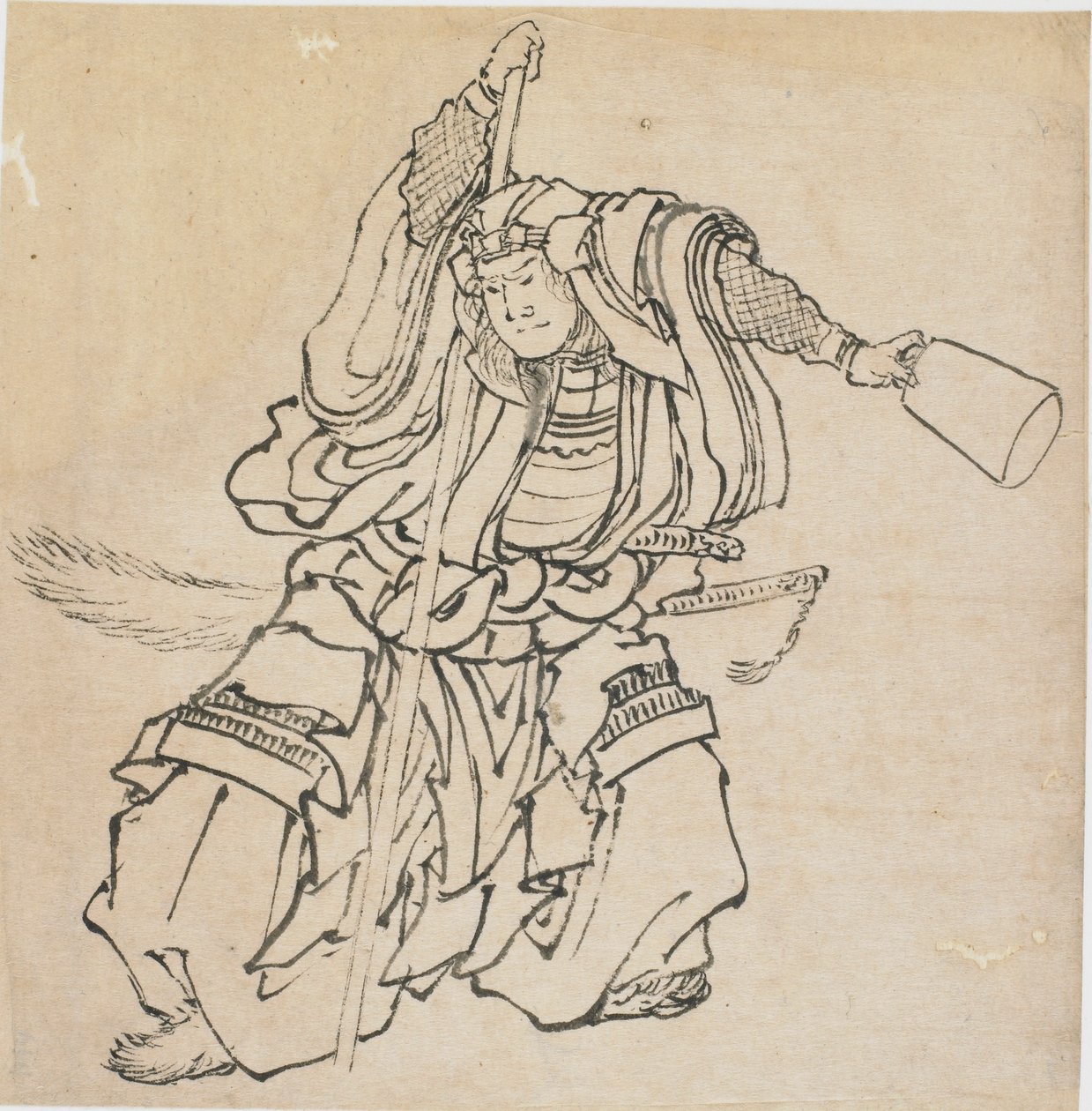 Álló harcos teljes páncélban, 18. század vége – 19. század eleje. alkotó: Katsushika Hokusai