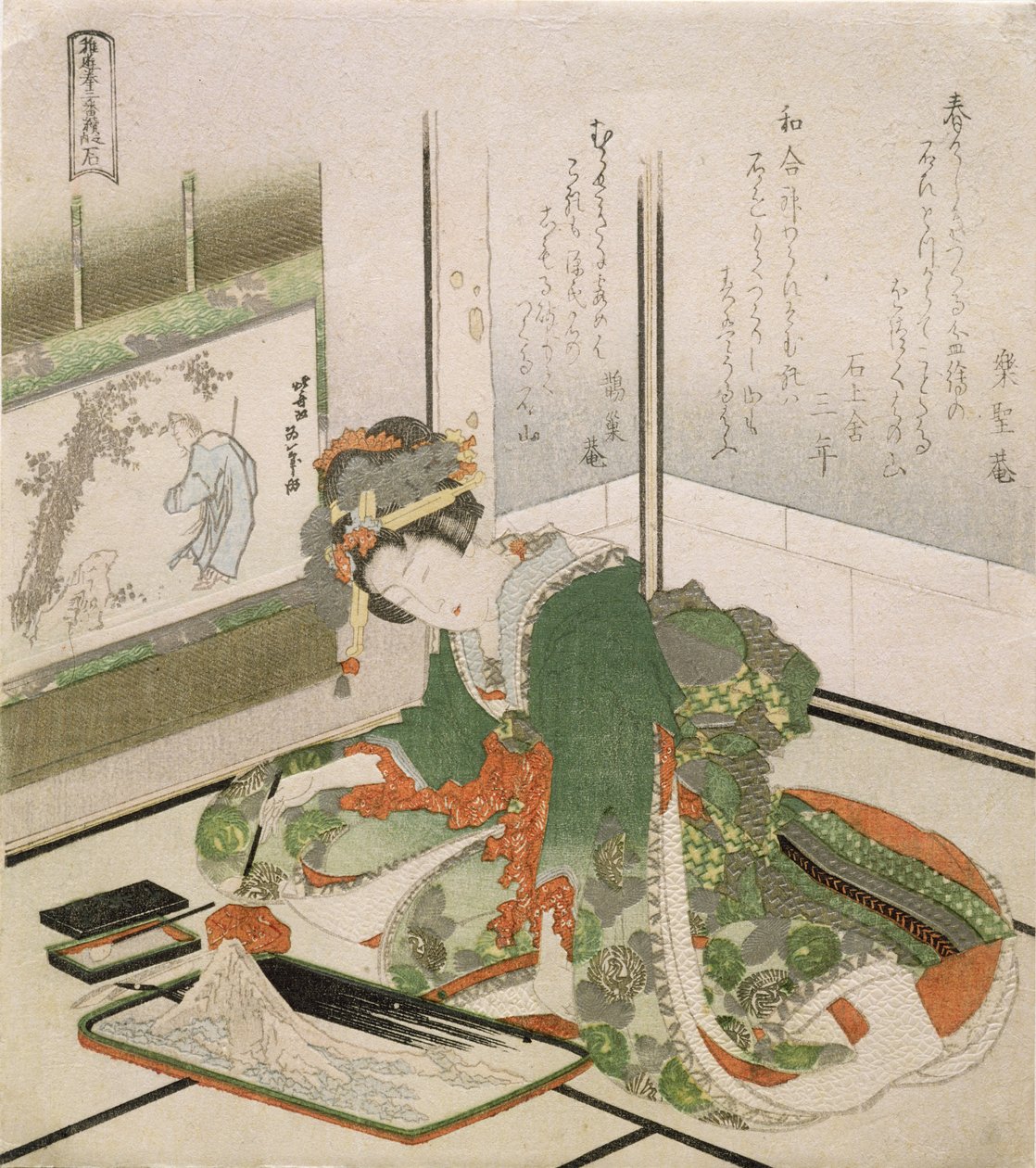 Kő, a „Kő-papír-olló gyerekjáték három mintája” sorozatból, 1822 (fanyomat) alkotó: Katsushika Hokusai