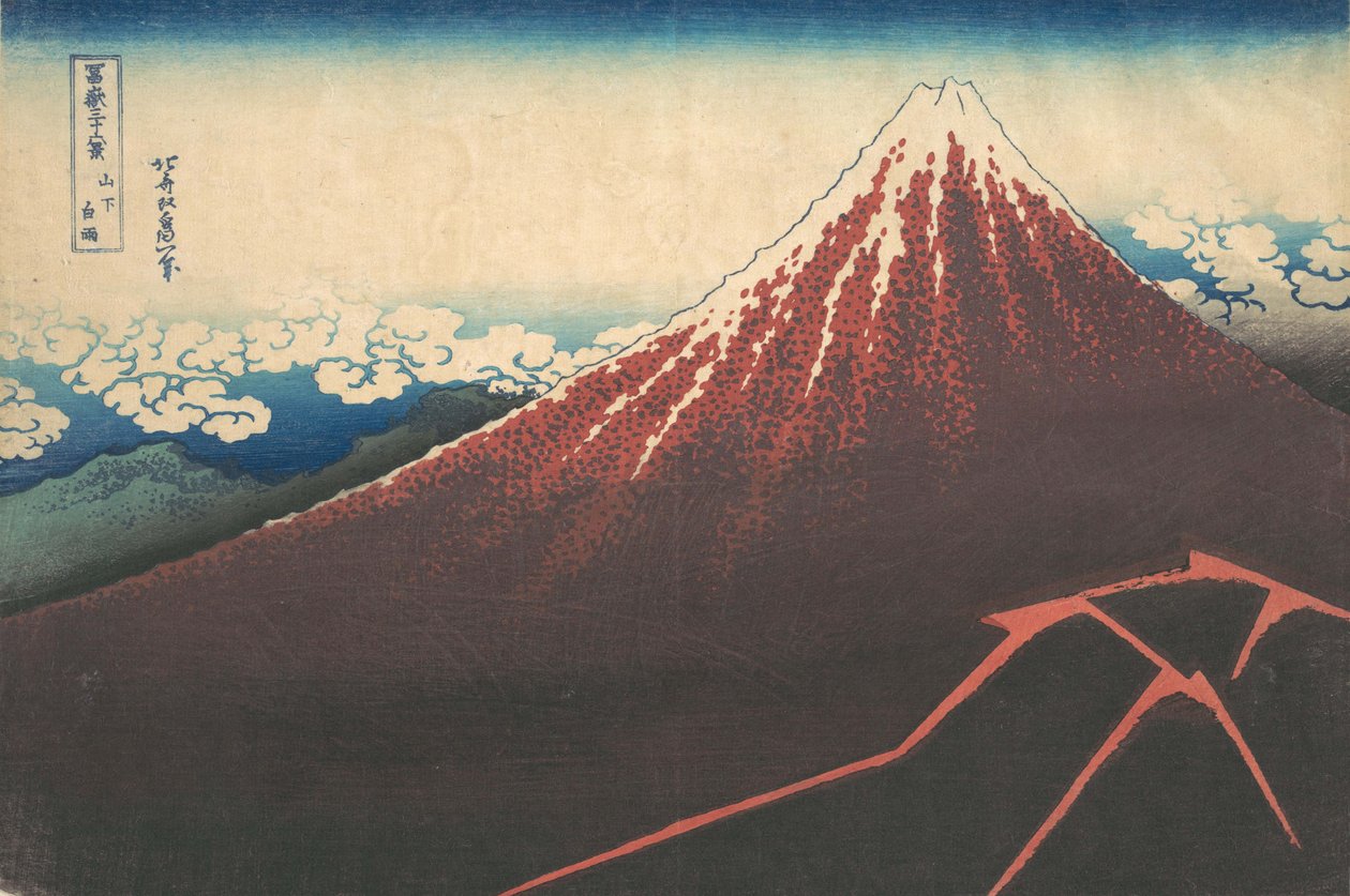 Vihar a Fuji-hegy alatt Sanka no haku u, a Thirty6 Views of Mount... sorozatból, kb. 1830-32. alkotó: Katsushika Hokusai