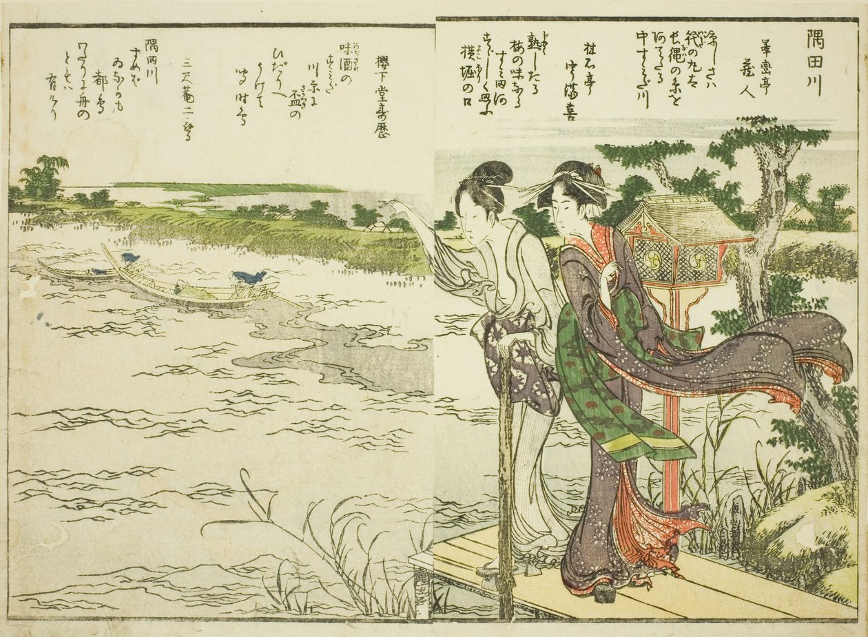 Sumida folyó, kötetből "A keleti főváros szép kilátásai egy pillantásra (Toto shokei ichiran)" című illusztrált könyv 1. alkotó: Katsushika Hokusai
