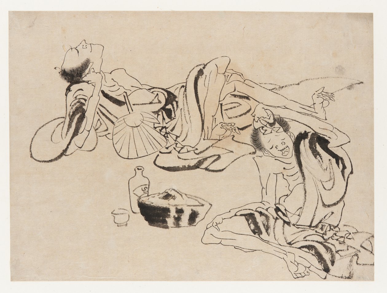 Nyári szaké kortyolgatók, 18. század vége-19. század eleje. alkotó: Katsushika Hokusai